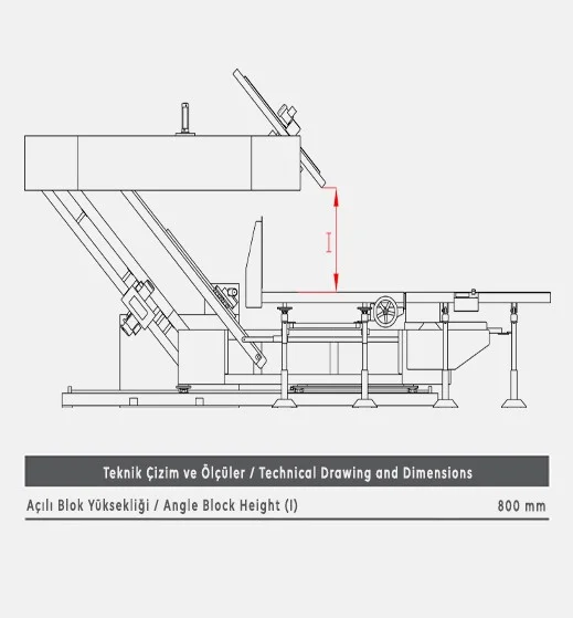 V12 Açılı Manuel Dikey Sünger Kesim Makinesi - Teknik Çizim 3