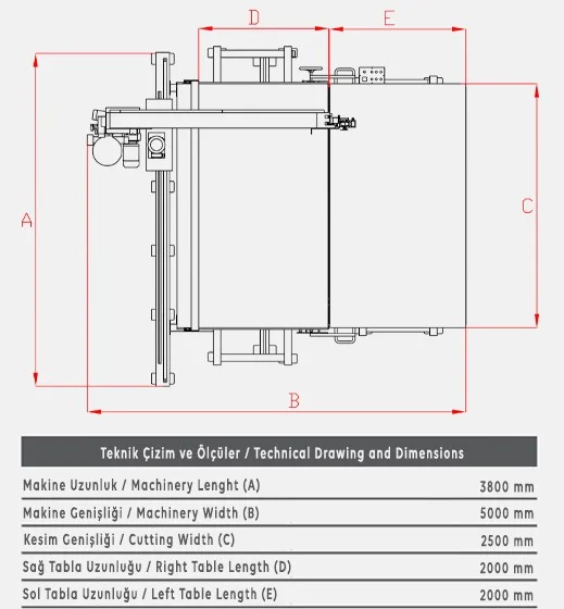 V31 Yarı Otomatik Dikey Sünger Kesim Makinesi - Teknik Çizim 1