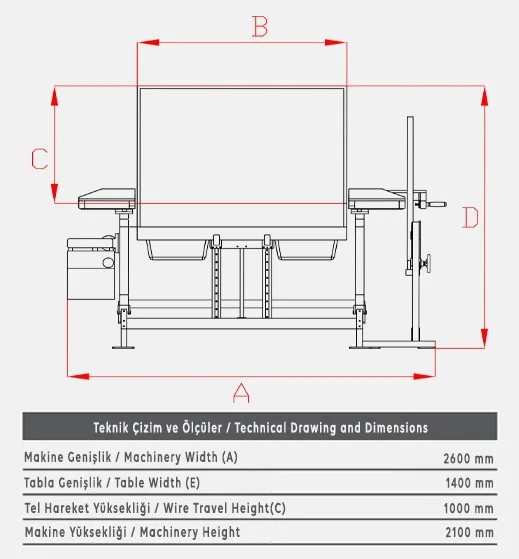C11 Manuel Telli Kesim Makinesi - Teknik Çizim 1