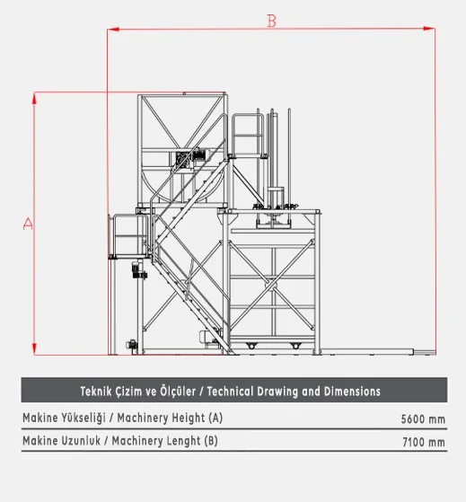 BP11 Geri Dönüşüm Süngeri İmalat Makinesi - Teknik Çizim 1