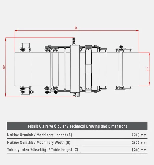 L11 Kauçuk Laminasyon Makinesi - Teknik Çizim 1