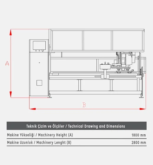 SL11 Bobin Dilimleme Makinesi - Teknik Çizim 1