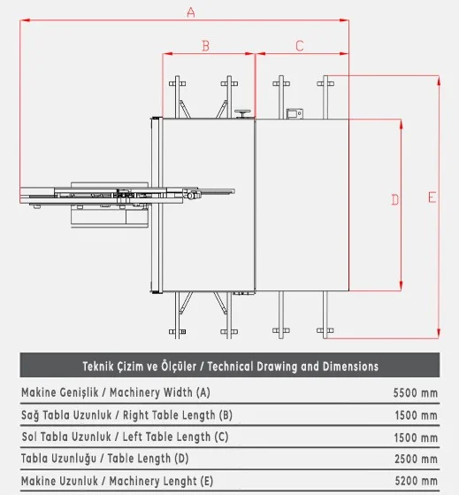 V12 Açılı Manuel Dikey Sünger Kesim Makinesi - Teknik Çizim 1