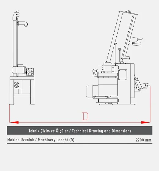 PE11 Küçük Blok Soyma Makinesi - Teknik Çizim 2