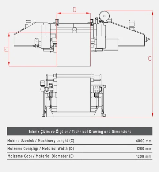 PE21 Yüksek Yoğunluk Soyma Makinesi - Teknik Çizim 2