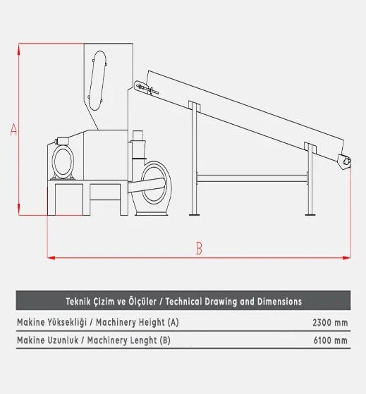 FC45 Sünger Kırpıntı Makinesi - Teknik Çizim 1