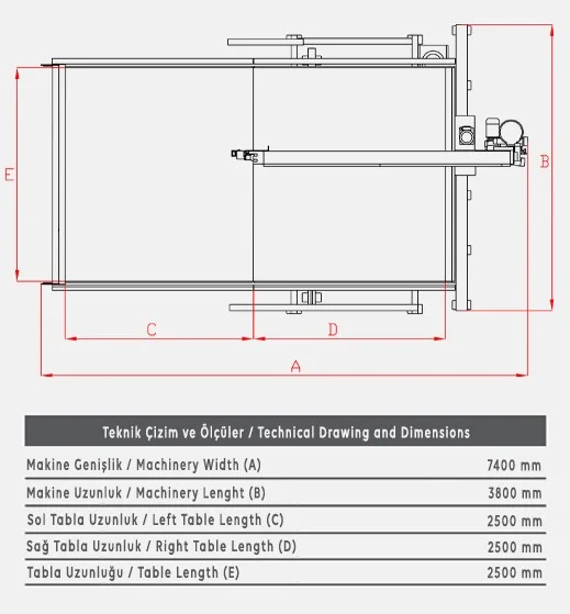 V21 Otomatik Dikey Sünger Kesim Makinesi - Teknik Çizim 1